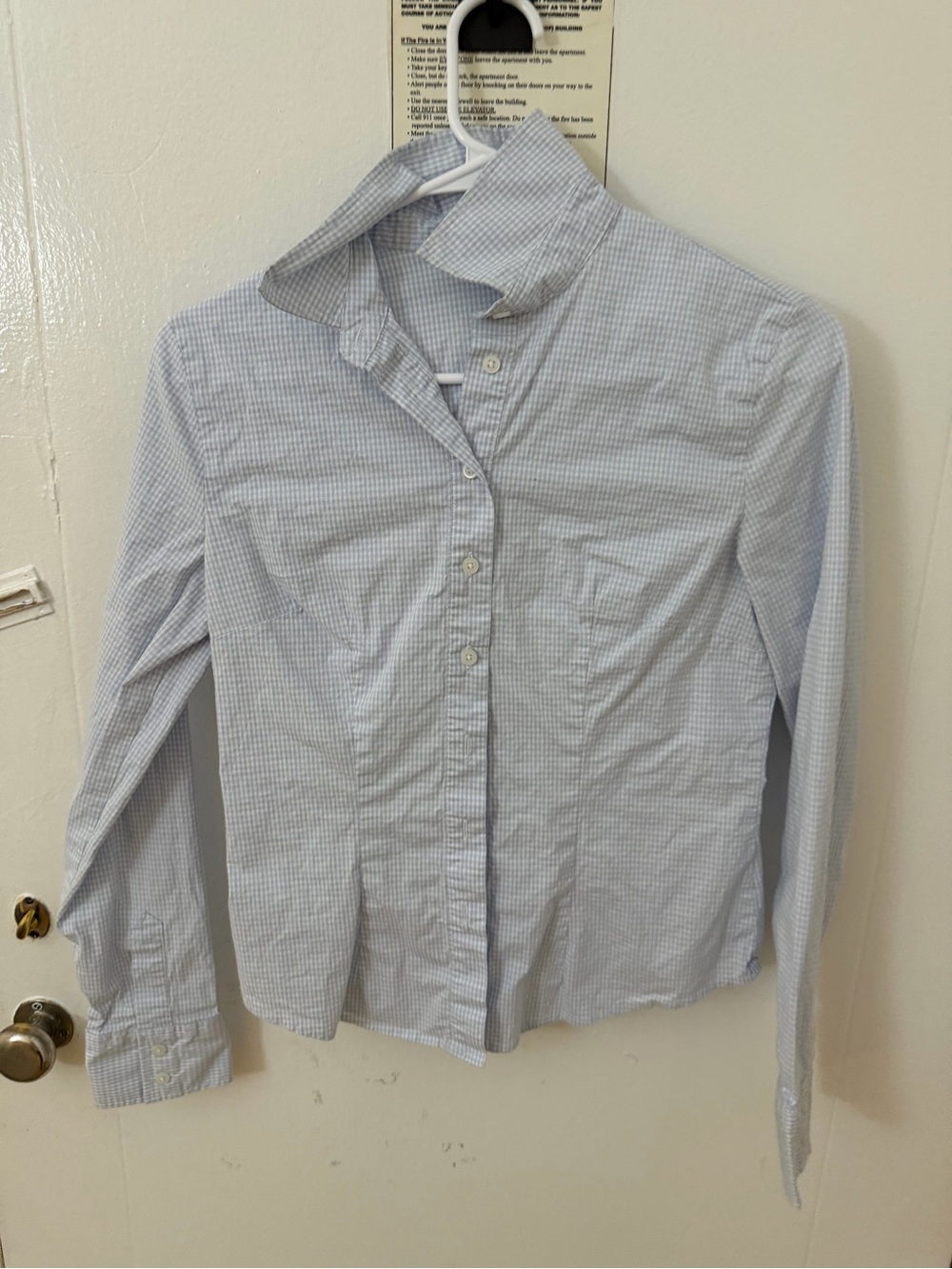Brandy Melville Light Blue Checked Button-Up Blouse